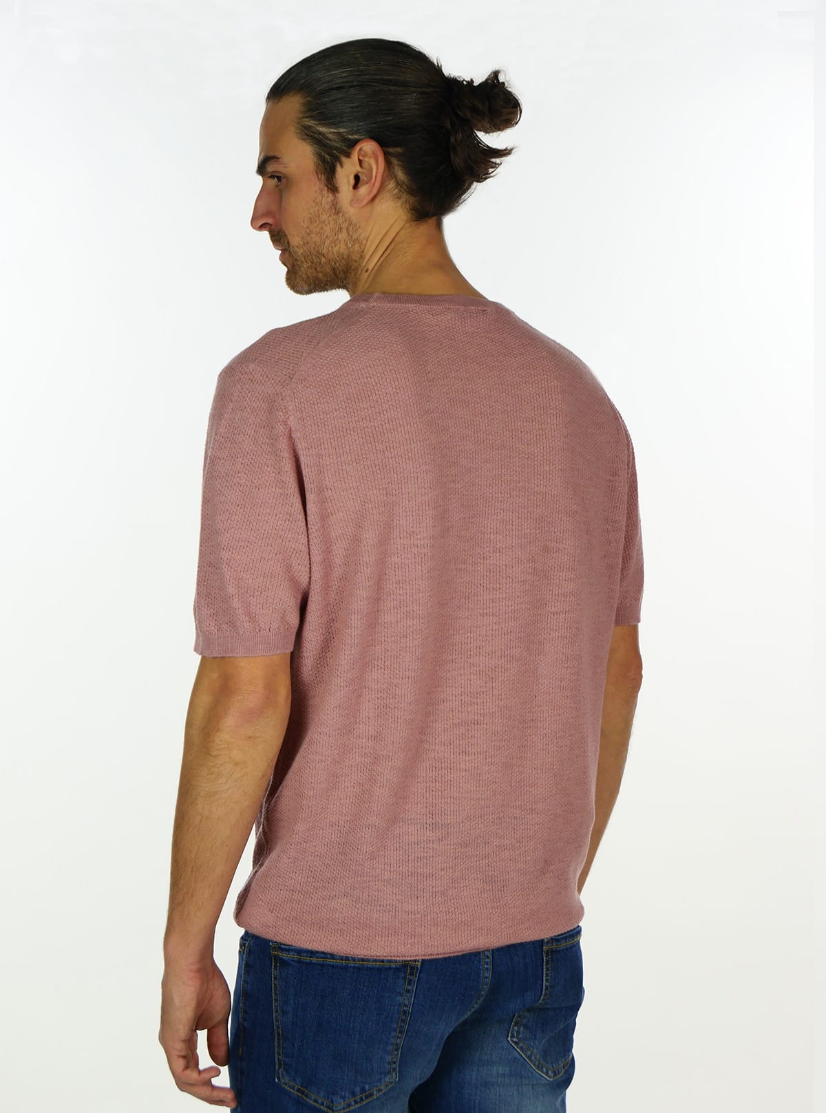 CAMISETA DE MANGA CORTA CON CUELLO REDONDO Y RIBETEADO