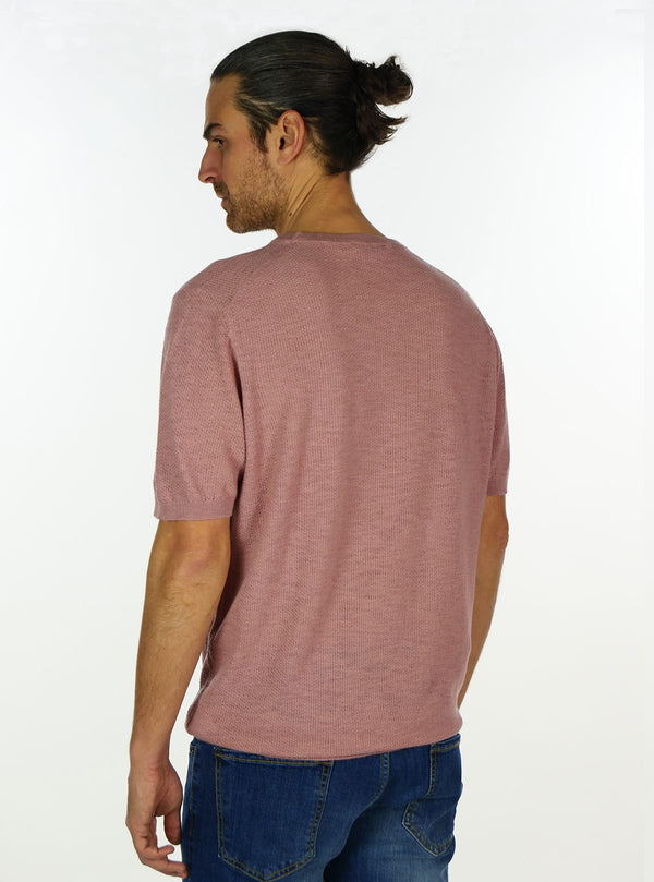 CAMISETA DE MANGA CORTA CON CUELLO REDONDO Y RIBETEADO