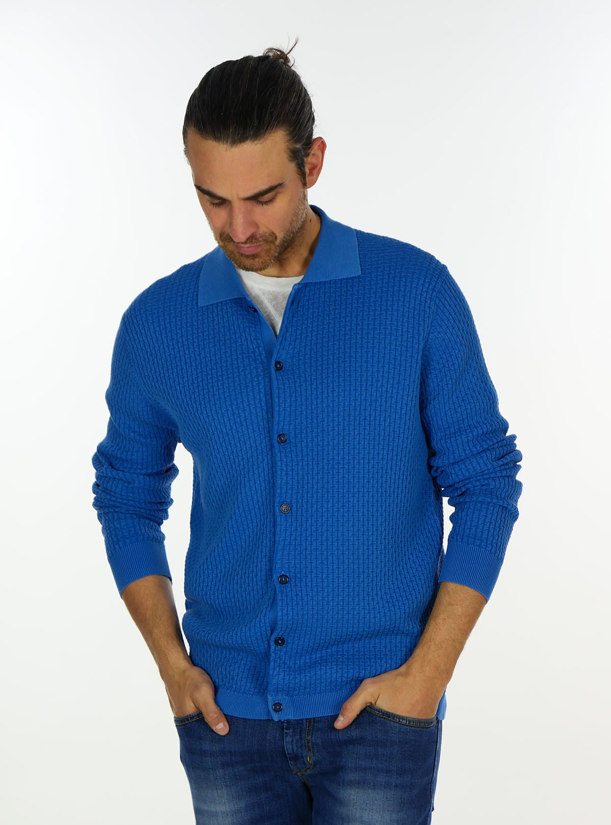 SHIRT WITH INTERRUPTED RIB WORK