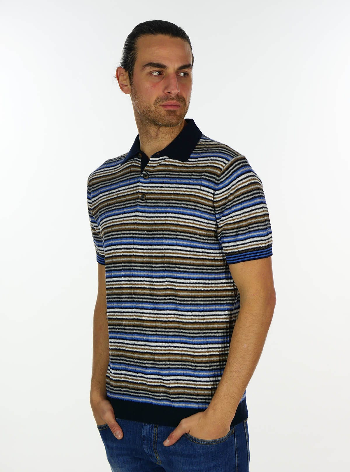 SHORT SLEEVE POLO WITH MULTICOLOR STRIPES