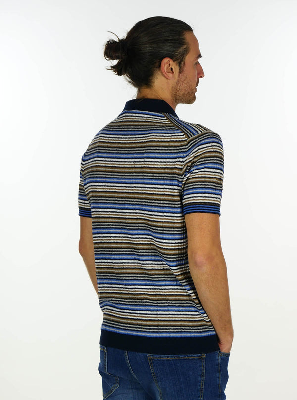 SHORT SLEEVE POLO WITH MULTICOLOR STRIPES