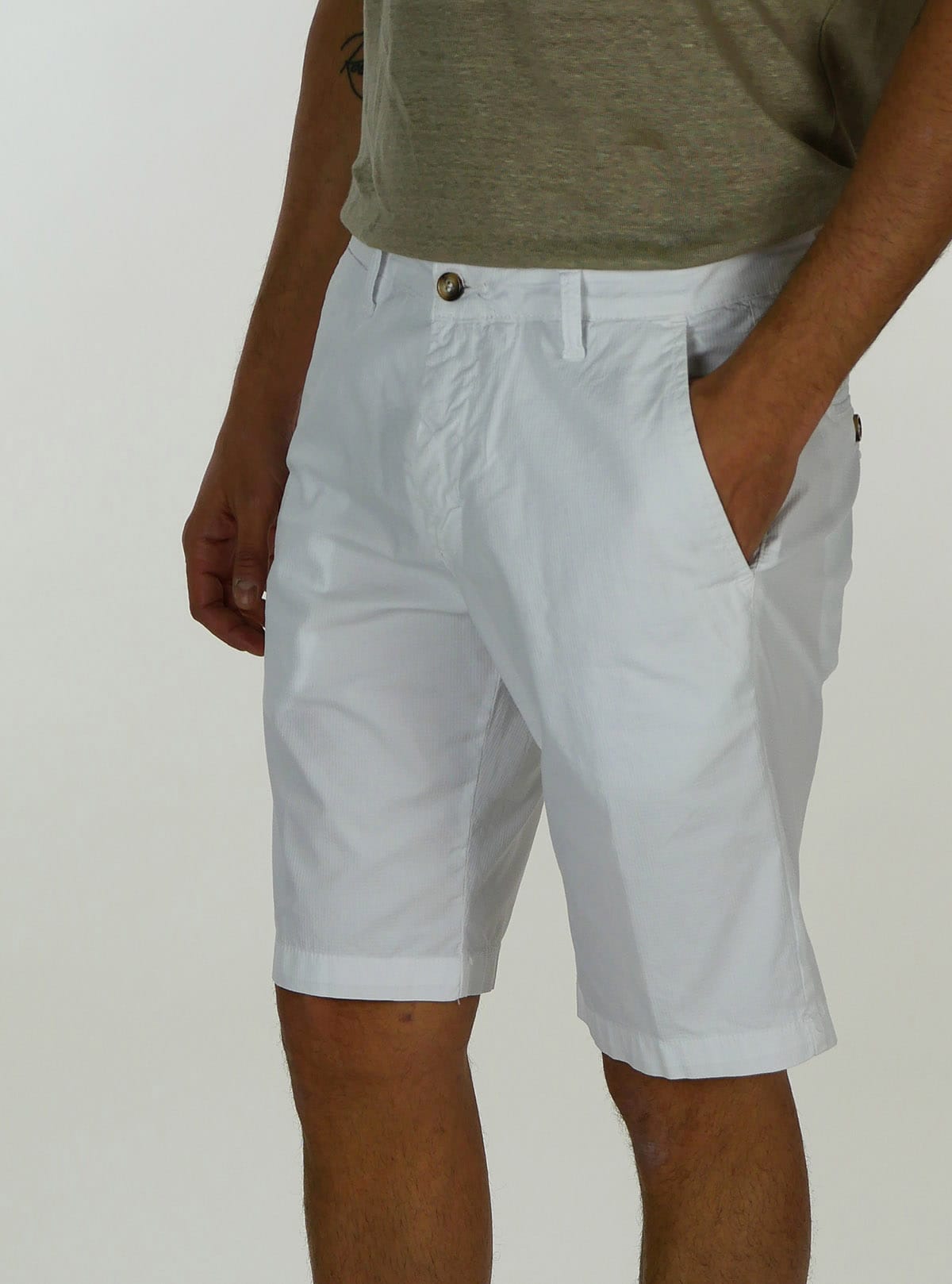 CHECKERED FABRIC BERMUDA SHORTS