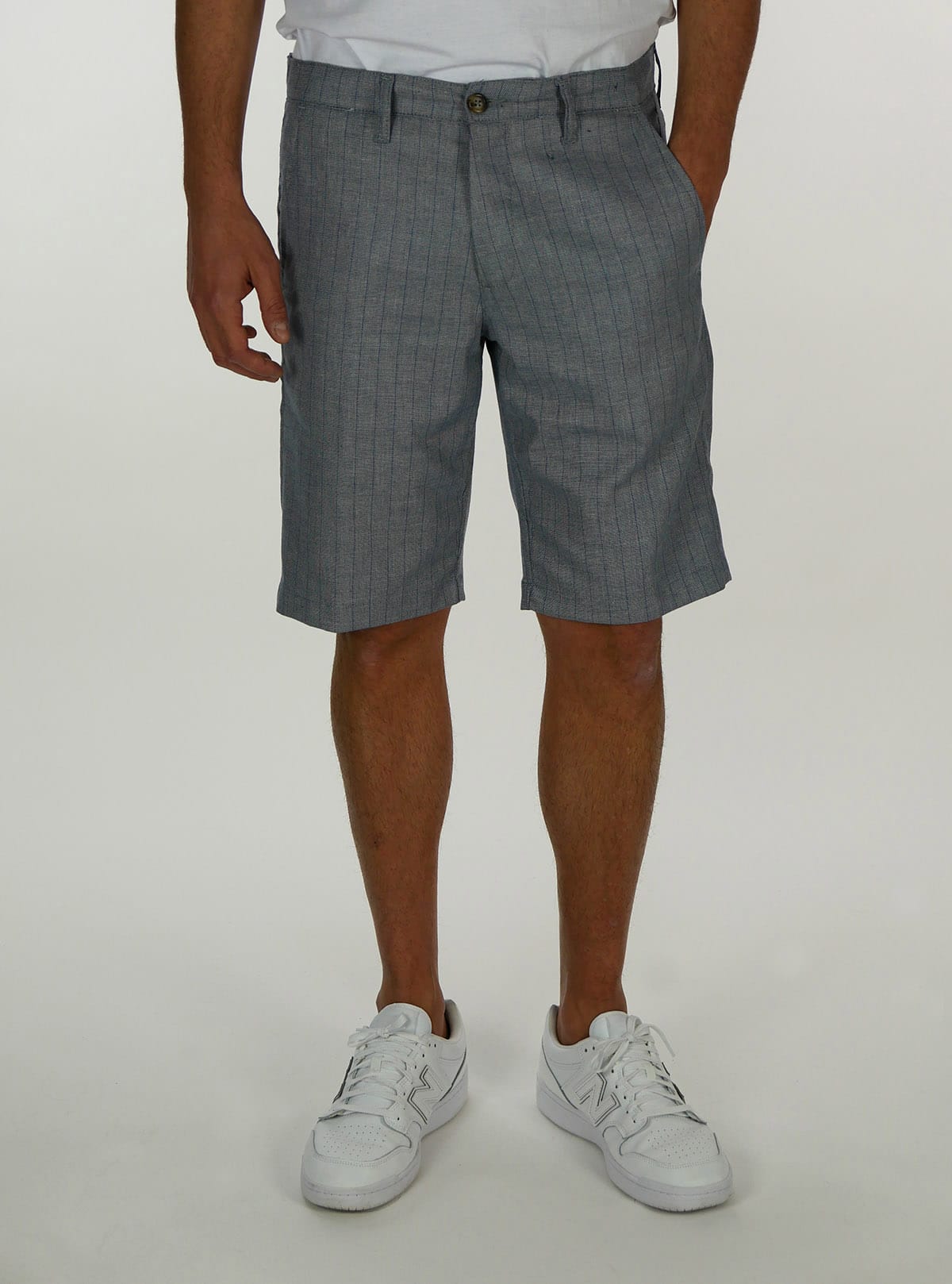 PINSTRIPE FABRIC BERMUDA SHORTS