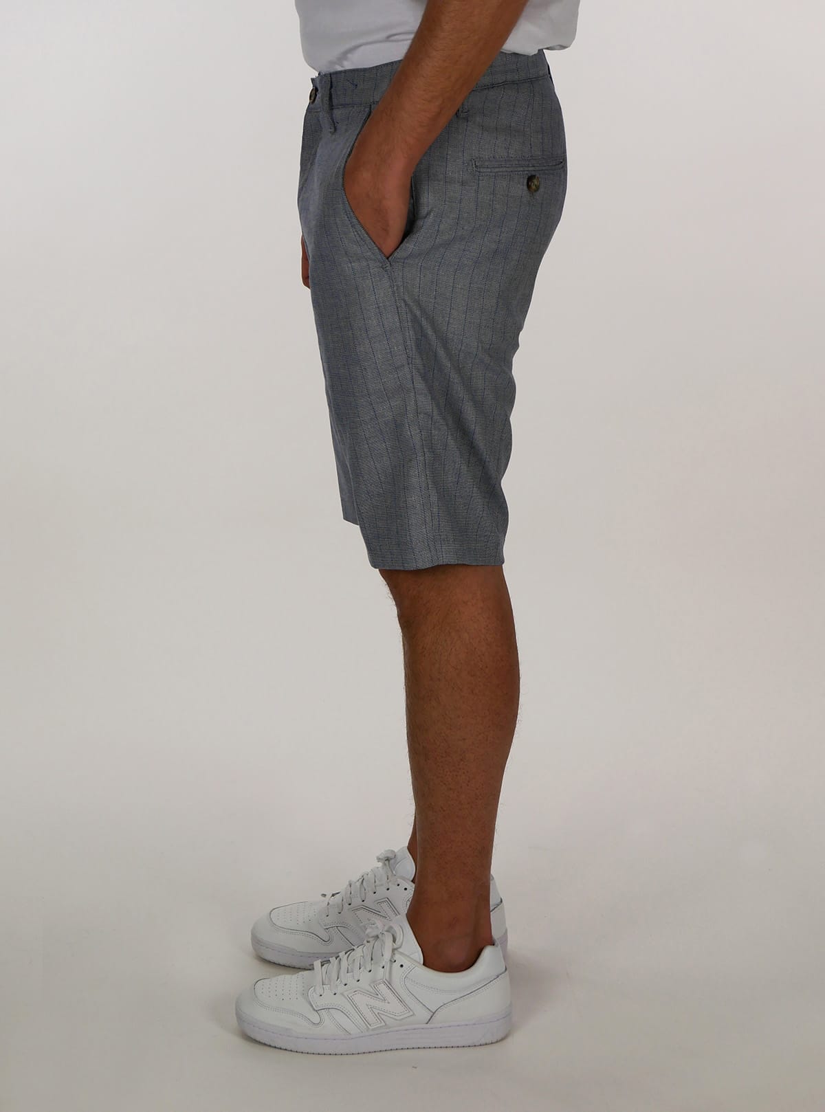 PINSTRIPE FABRIC BERMUDA SHORTS