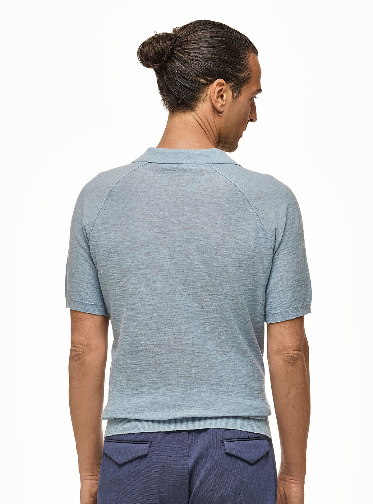 SHORT SLEEVE POLO WITH SKIPPER COLLAR AND STITCHING ON SLEEVE