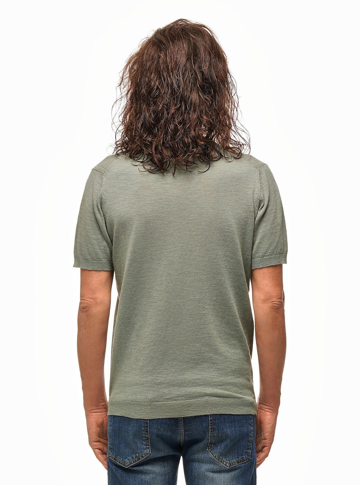 CREW NECK SHORT SLEEVE WITH VERTICAL RICE GRAIN STRIPES