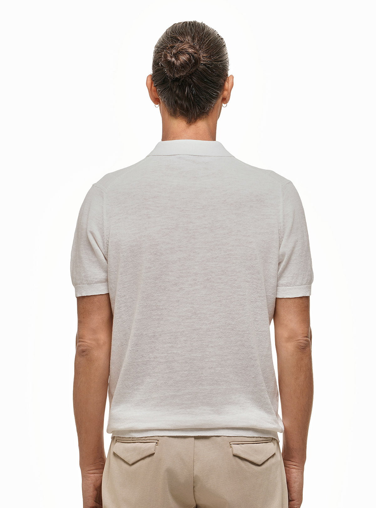 SHORT SLEEVE POLO WITH ZIP AND WORKED STRIPES