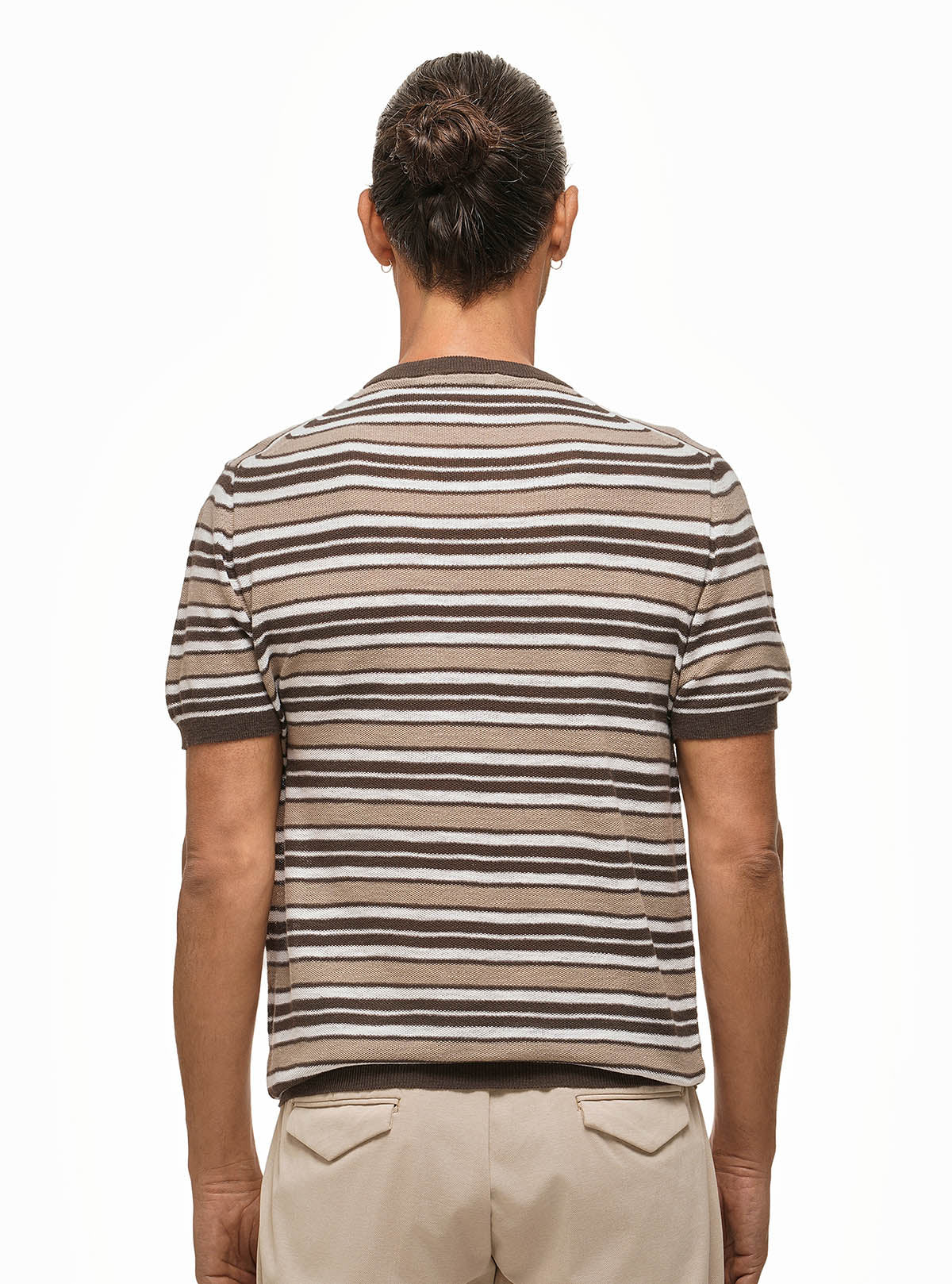 GESTREEPTE KORTE MOUW CREW NECK