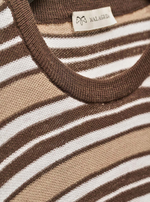 GESTREEPTE KORTE MOUW CREW NECK