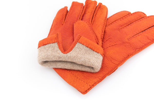 Gants en peccary orange