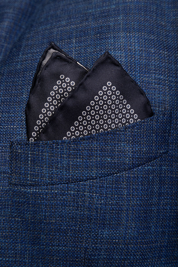 Pochette in pura seta blu notte