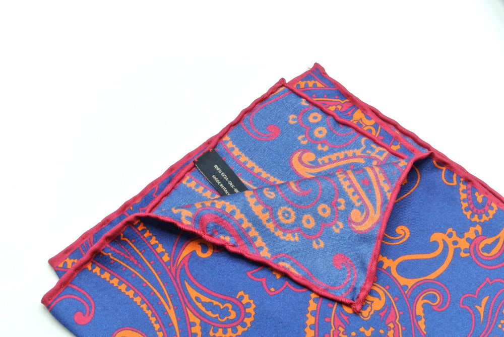 Pochette in pura seta blu