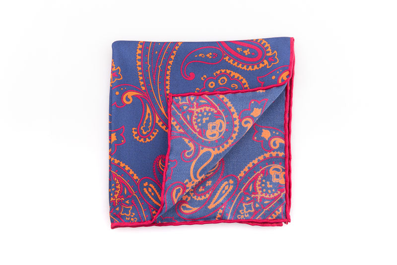 Pochette in pura seta blu