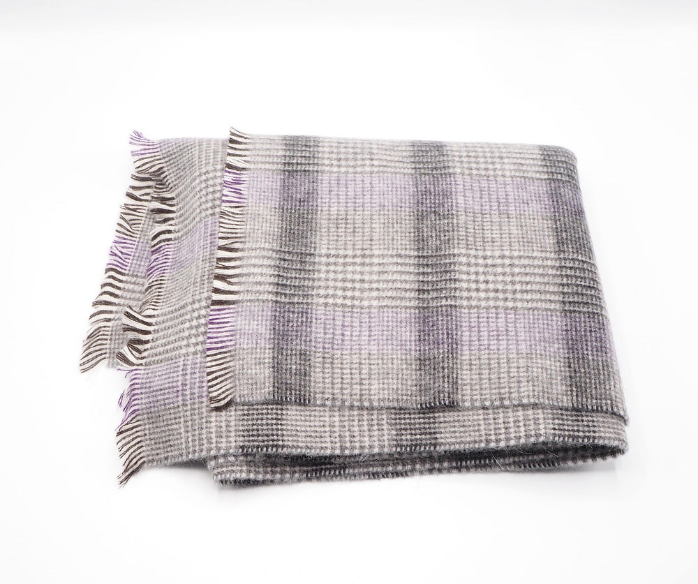 Check wool blend scarf