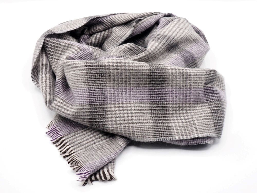 Check wool blend scarf