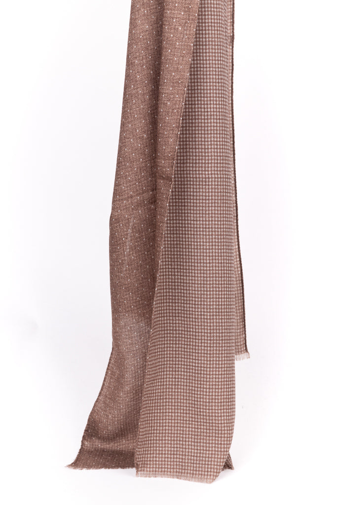 Brown micropois scarf in pure wool