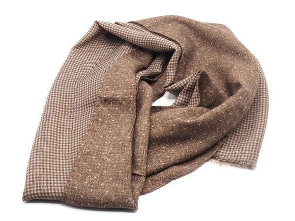 Brown micropois scarf in pure wool