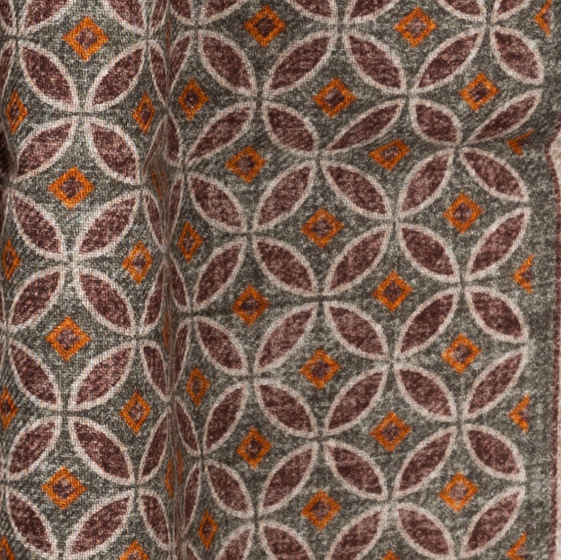 Brown patterned scarf in pure wool