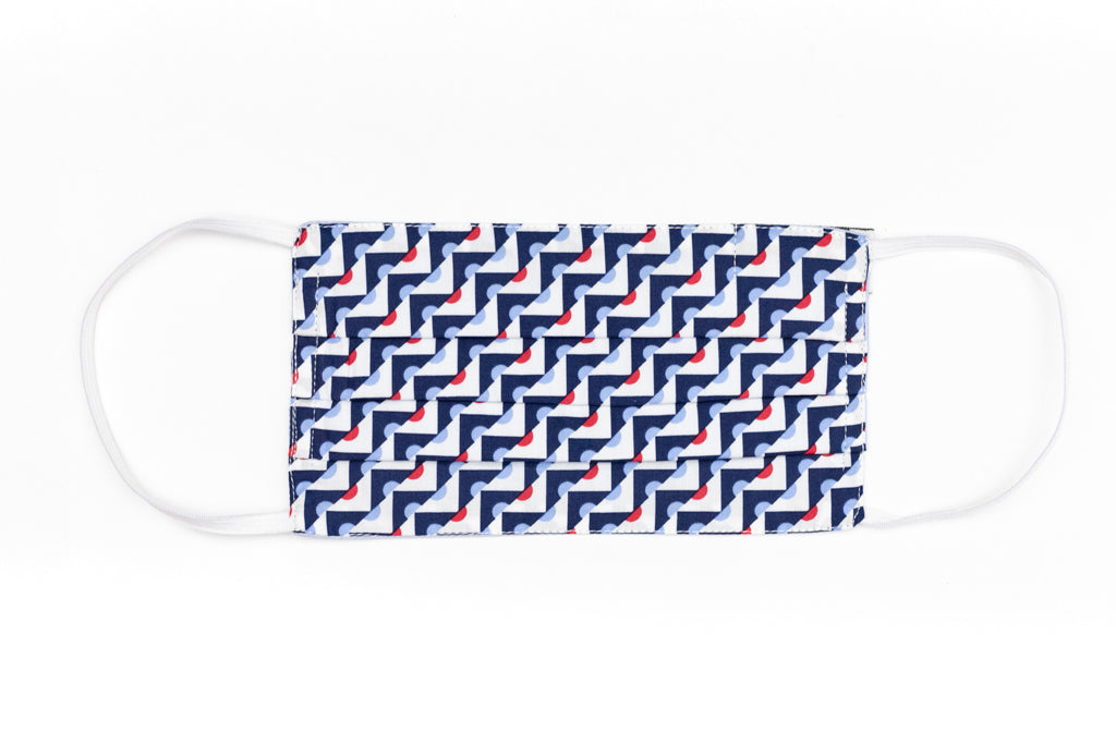 Blue geometric patterned mask