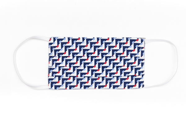 Blue geometric patterned mask