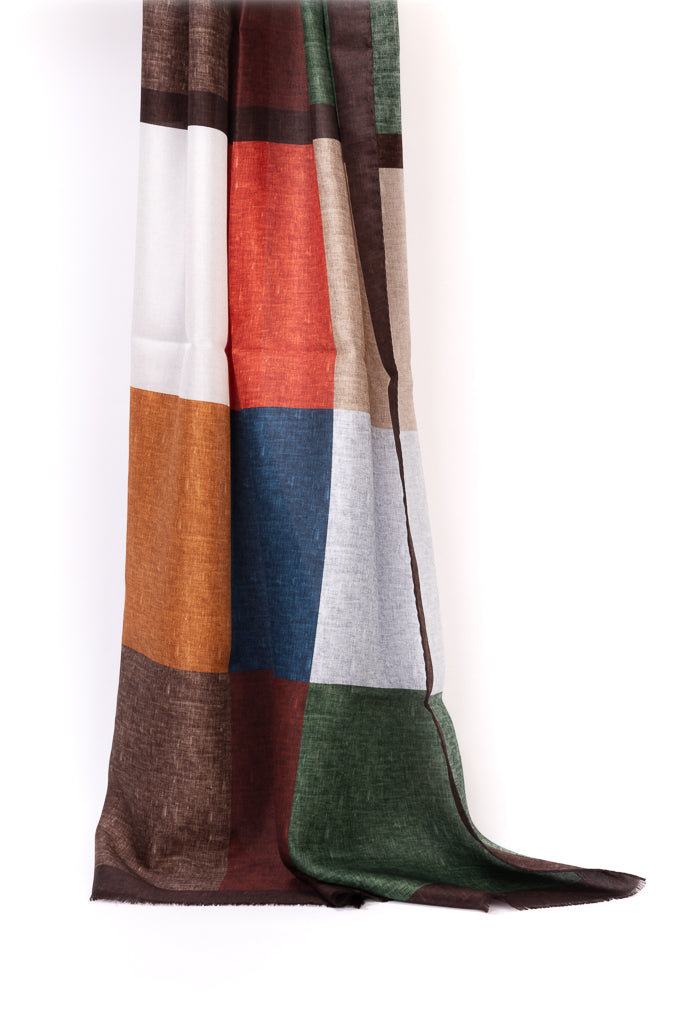 Checked silk scarf