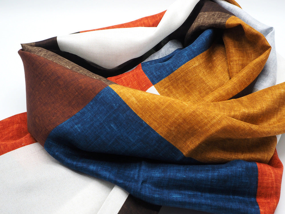 Checked silk scarf