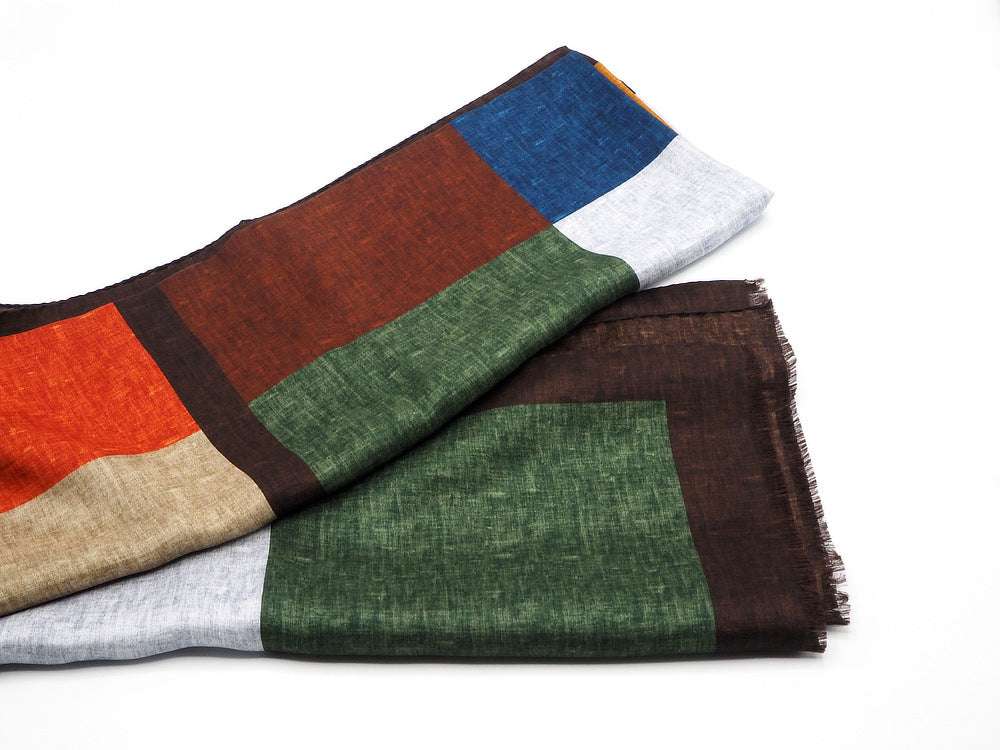 Checked silk scarf