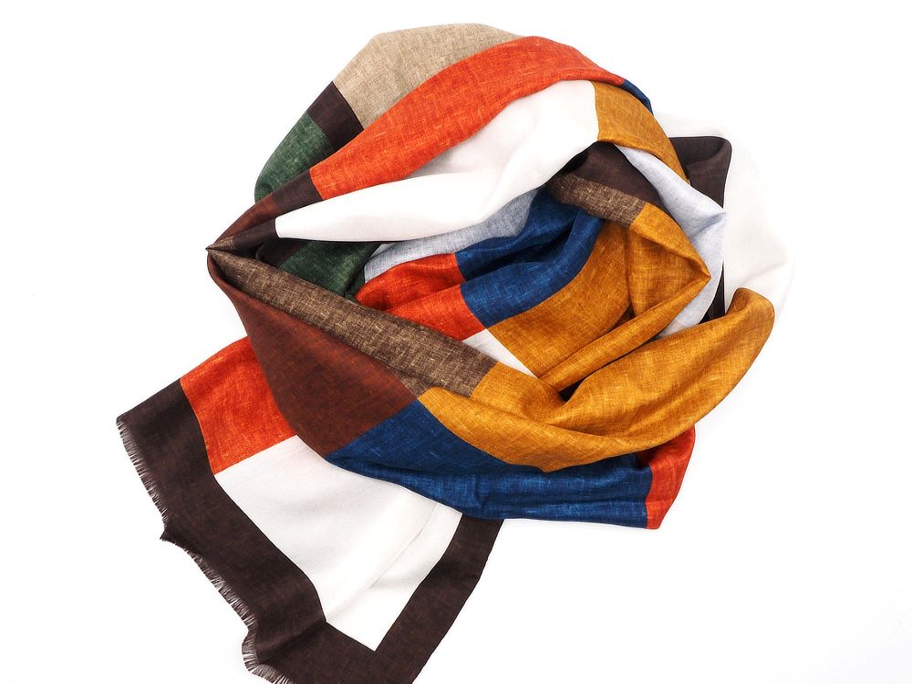 Checked silk scarf