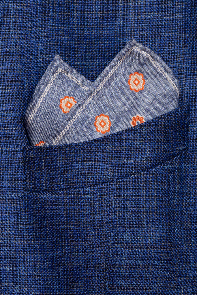 Denim pure silk clutch