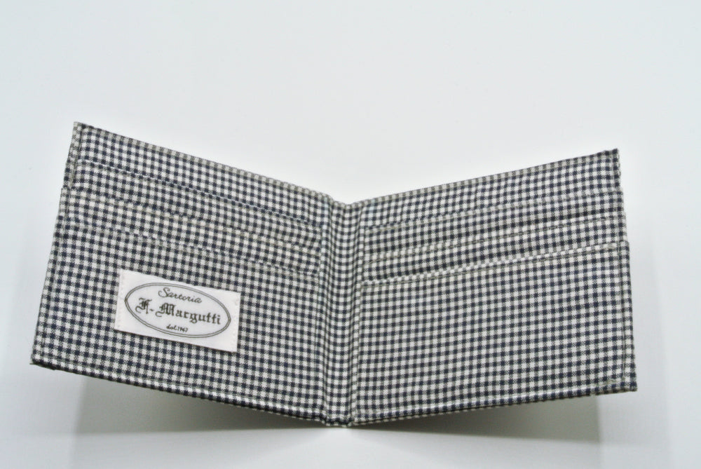 Checked silk card holder