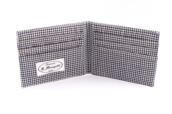 Checked silk card holder