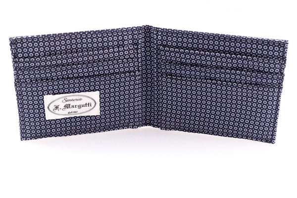 Porte-cartes en soie pure à motif bleu