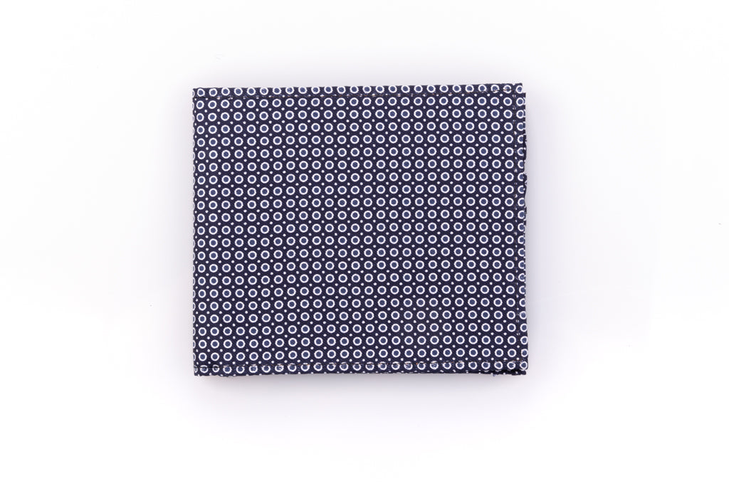 Blue patterned card holder in pure silk