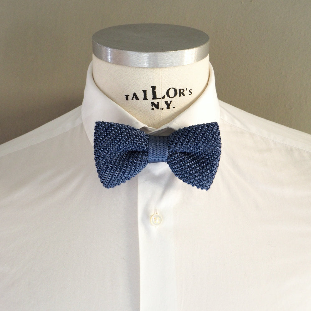 Pure silk blue bow tie