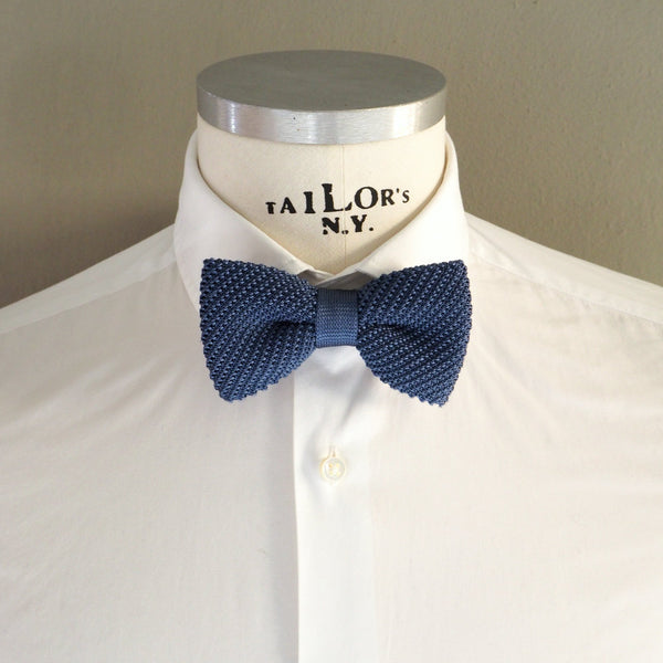 Pure silk blue bow tie