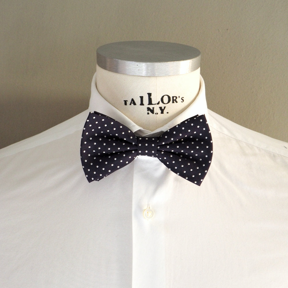 Pure silk blue bow tie