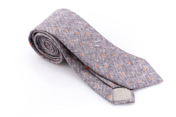 Pure silk tie with red polka dots