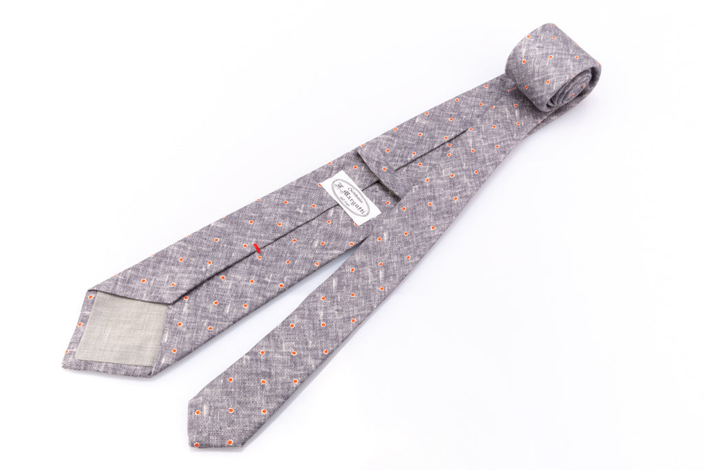 Pure silk tie with red polka dots