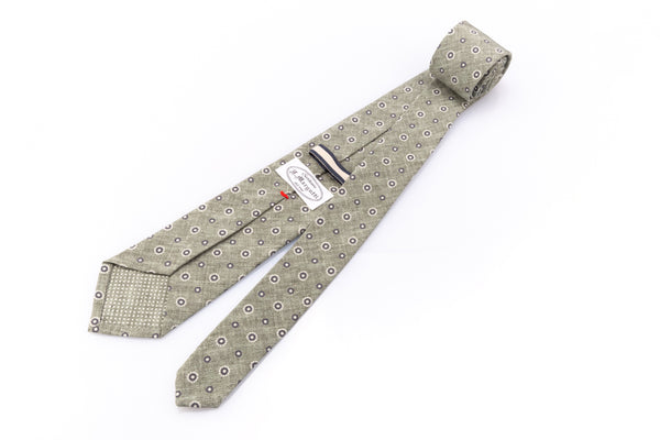 Unlined green patterned tie