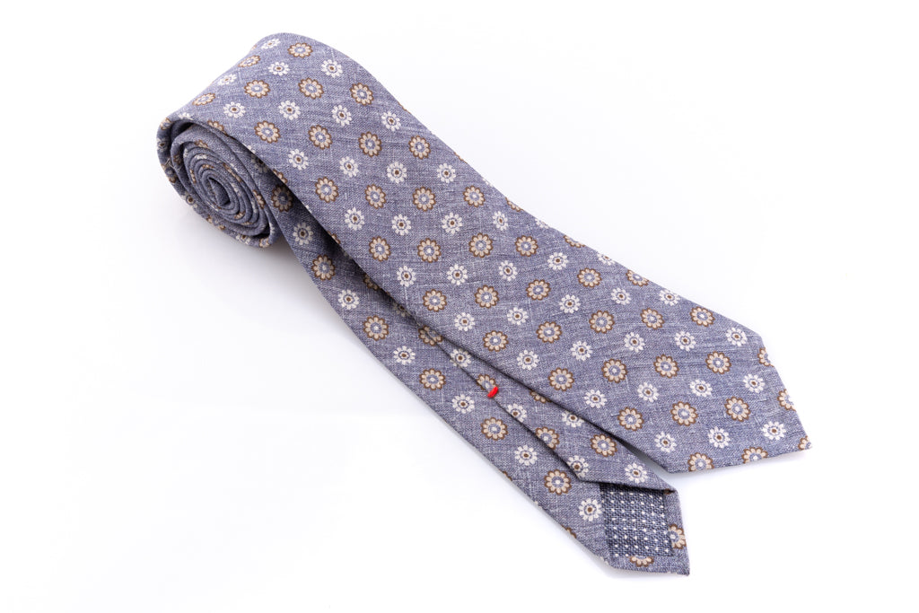Unlined denim tie with pattern
