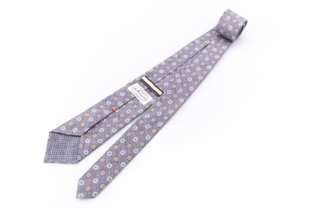 Unlined denim tie with pattern