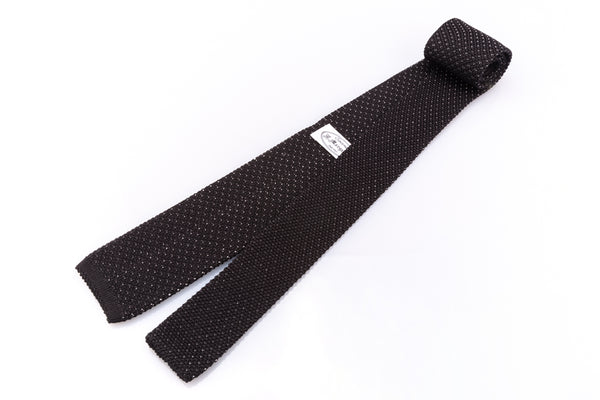 Pure silk black knitted tie