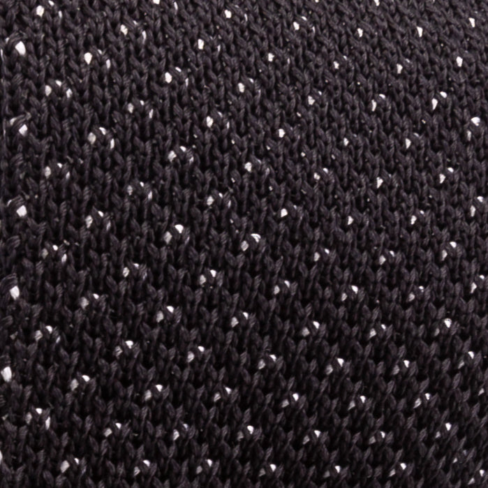 Pure silk black knitted tie