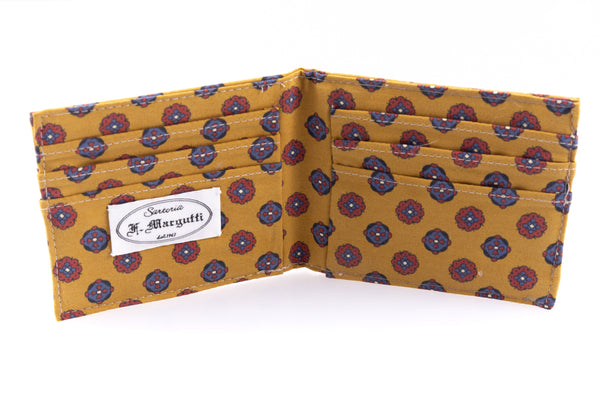 Mustard card holder in pure silk