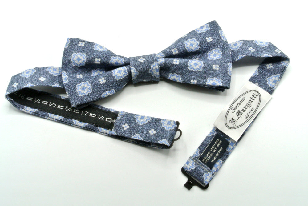 Denim Silk Linen Bow Tie