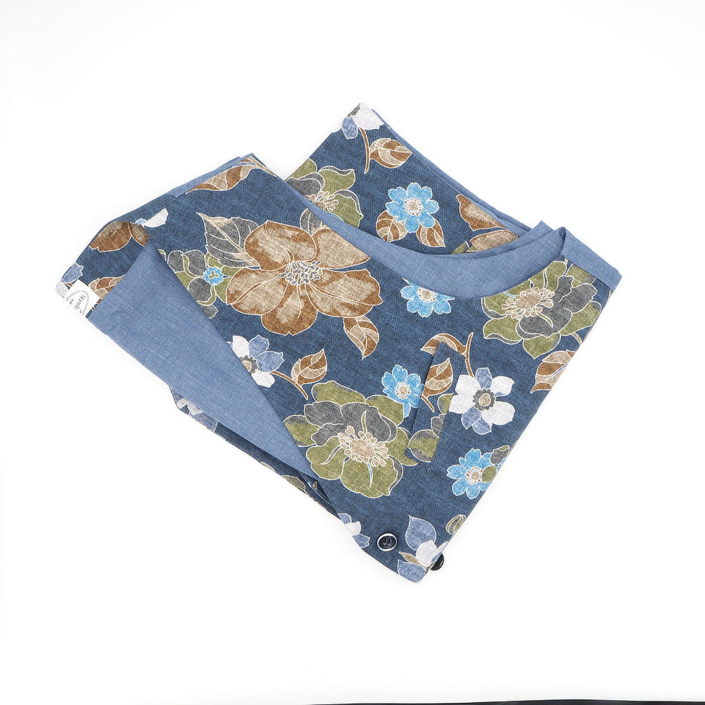 Chaleco floral de base azul