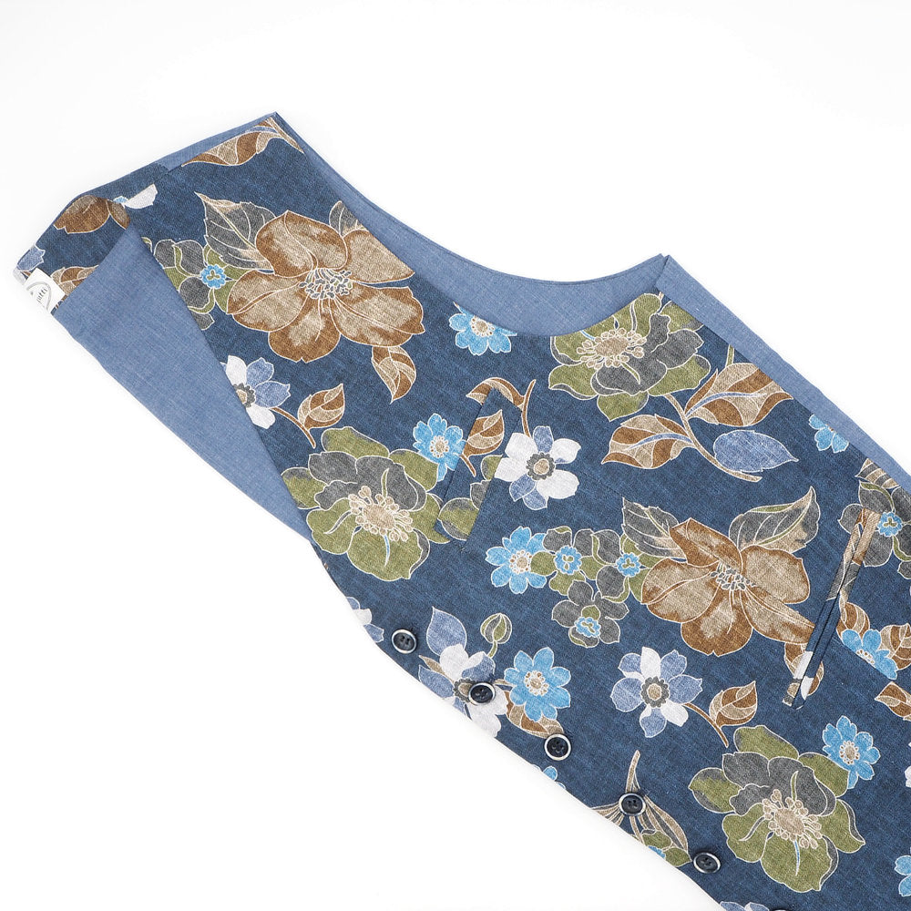 Chaleco floral de base azul