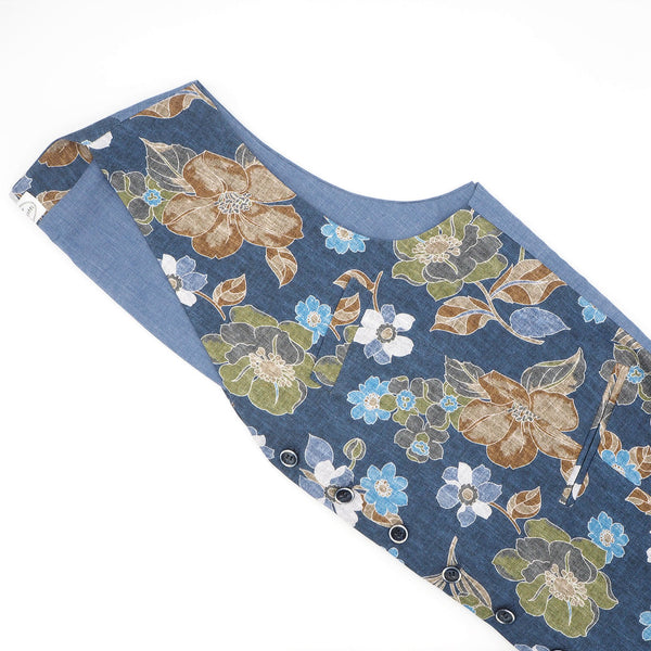 Chaleco floral de base azul