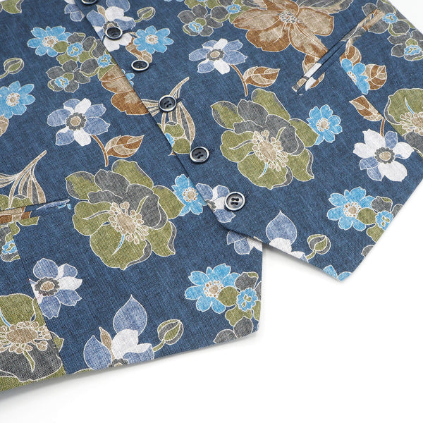 Chaleco floral de base azul