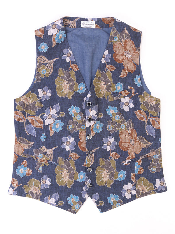 Chaleco floral de base azul